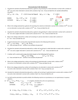 Electrochemical Cells Worksheet Ni2+ E&deg; =