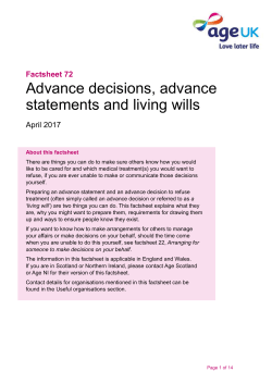 Advance decisions, advance statements and living wills