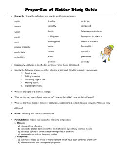 Properties of Matter Study Guide