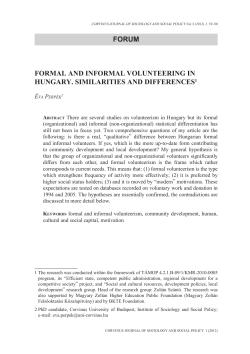 formal and informal volunteering in hungary. similarities and