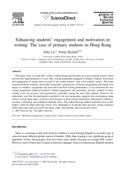 Enhancing students` engagement and motivation in writing: The