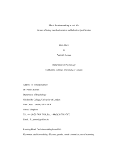 Moral Decision-making in Real Life: Factors affecting moral