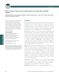Effect of Honey Vinegar Syrup on Blood Sugar and Lipid Profile in