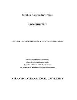 POLITICAL PARTY FORMATION AND ALLIANCES: A CASE OF