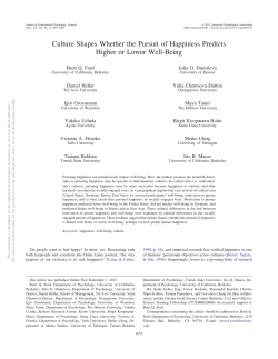 Culture Shapes Whether the Pursuit of Happiness Predicts Higher or