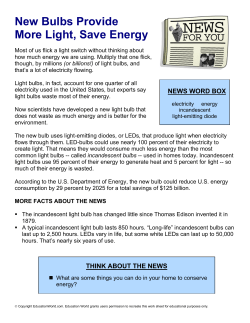 New Bulbs Provide More Light, Save Energy