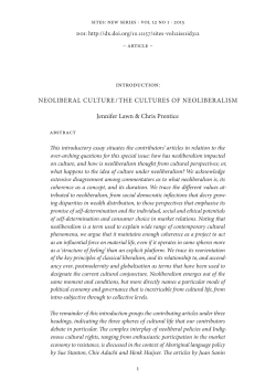 NEOLIBERAL CULTURE / THE CULTURES OF NEOLIBERALISM