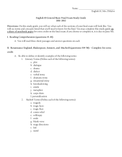 English 10, Mrs. DiSalvo English 10 General Basic Final Exam