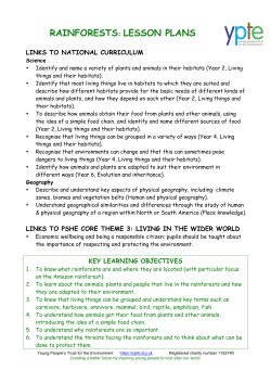 rainforests: lesson plans - World School Championship for