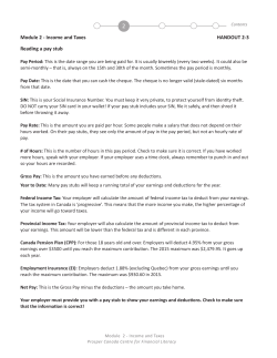 Module 2 - Income and Taxes HANDOUT 2