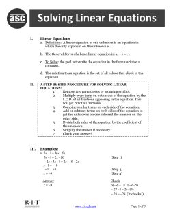 Basic Linear Equations