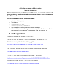 AP English Language and Composition Summer Assignment A