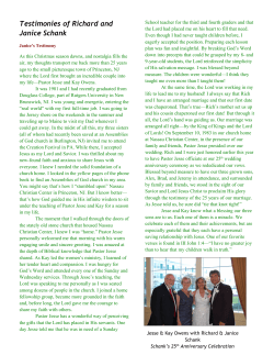 Testimonies of Richard and Janice Schank