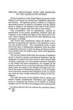 Implied Limitations upon the Exercise of the Legislative Power