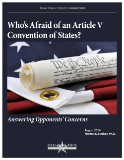 Who`s Afraid of an Article V Convention of States?