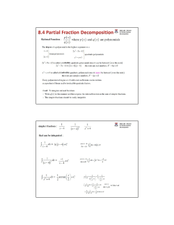 Math 104 &ndash; Rimmer 8.4 Partial Fraction Decomposition
