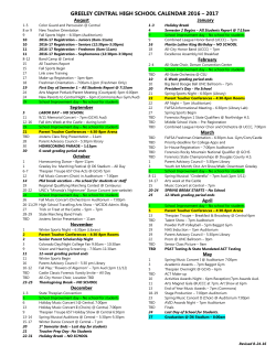 GREELEY CENTRAL HIGH SCHOOL CALENDAR 2016 &ndash; 2017
