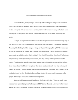 The Problems of Social Media and Teens Social media has greatly