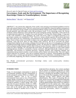 Governance, Scale and the Environment