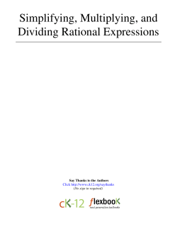 Simplifying, Multiplying, and Dividing Rational Expressions