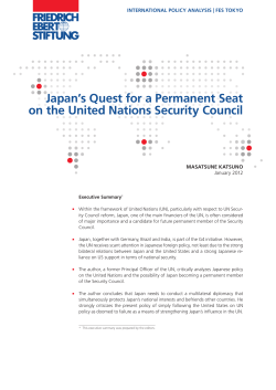 Japan`s quest for a permanent seat on the United Nations Security