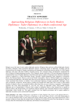 Approaching Religious Differences in Early Modern Diplomacy