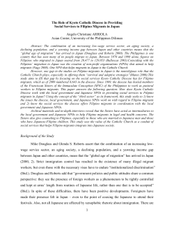 The Role of Kyoto Catholic Diocese in Providing Social Services to