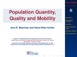 Population Quantity, Quality and Mobility