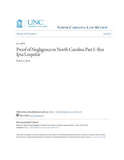 Proof of Negligence in North Carolina Part I-