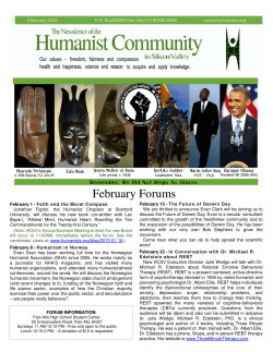 February, 2015 - Humanist Community