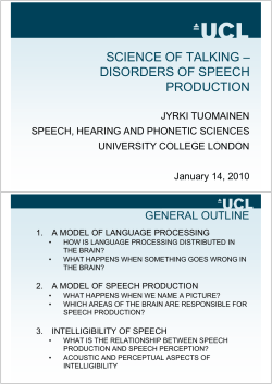 SCIENCE OF TALKING &ndash; DISORDERS OF SPEECH PRODUCTION