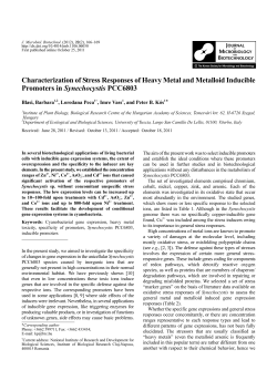 Characterization of Stress Responses of Heavy Metal and Metalloid