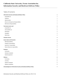 Information Security and Hardware/Software Policy