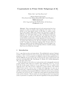 Cryptanalysis in Prime Order Subgroups of Zn