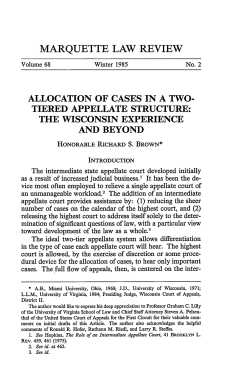 allocation of cases in a two- tiered appellate structure: the wisconsin
