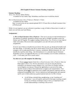 2016 English II Honors Summer Reading Assignment