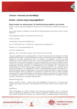 Kanser &ndash; paano ang iyong paglakbay?