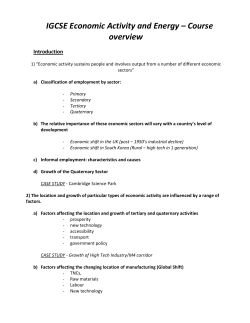 IGCSE Economic Activity and Energy &ndash; Course overview
