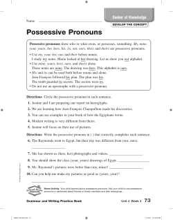 Possessive Pronouns - Mr DeVore`s Homework