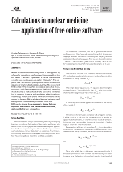 Calculations in nuclear medicine — application of free online software