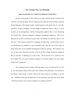 The Vietnam War was Winnable - Vietnam Veterans for Factual History