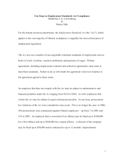 Ten Steps to Employment Standards Act