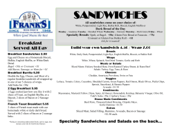 Sandwiches - Frank`s Bake Shop