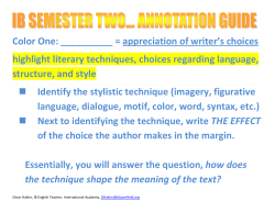 Color One: ______ = appreciation of writer`s choices highlight