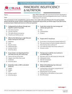 Pancreatic Insufficiency and Nutrition