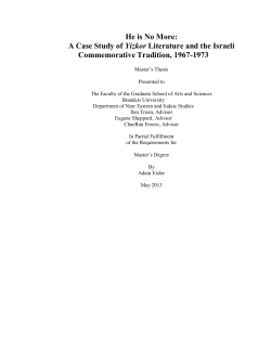 He is No More: A Case Study of Yizkor Literature and