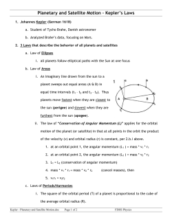 Planetary and Satellite Motion &ndash; Kepler`s Laws