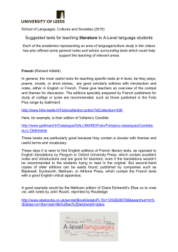 MFL literature recommended texts