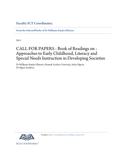 CALL FOR PAPERS - Book of Readings on : Approaches to Early
