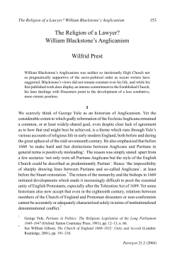 Prest. The Religion of a Lawyer William Blackstone`s Anglicanism